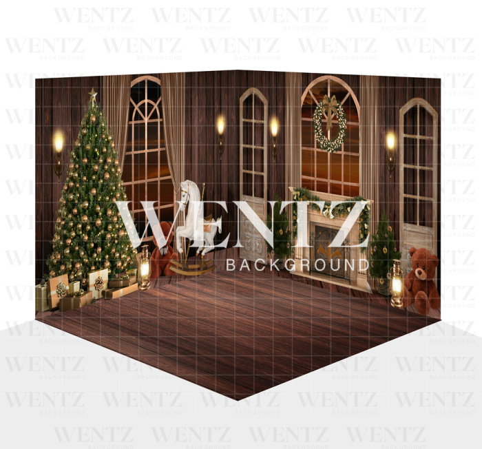 Photography Background in Fabric Christmas Living Room Set 3D / WTZ142