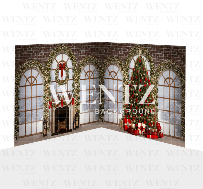 Photography Background in Fabric Christmas Living Room Set 2D / WTZ145