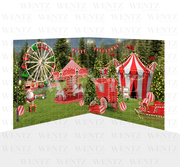 Photography Background in Fabric Christmas Circus Set 2D / WTZ152