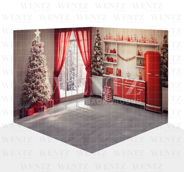 Photography Background in Fabric Christmas Kitchen Set 3D / WTZ183