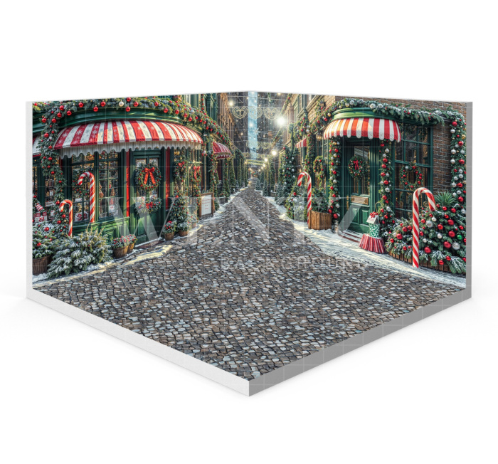 Fabric Photography Background Christmas Village Set 3D / WTZ188