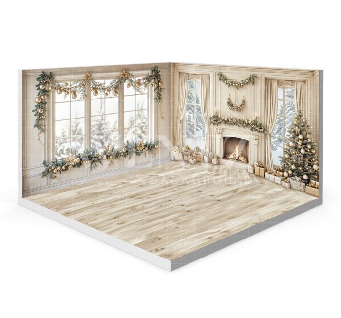 Fabric Photography Background Christmas Living Room Set 3D / WTZ189