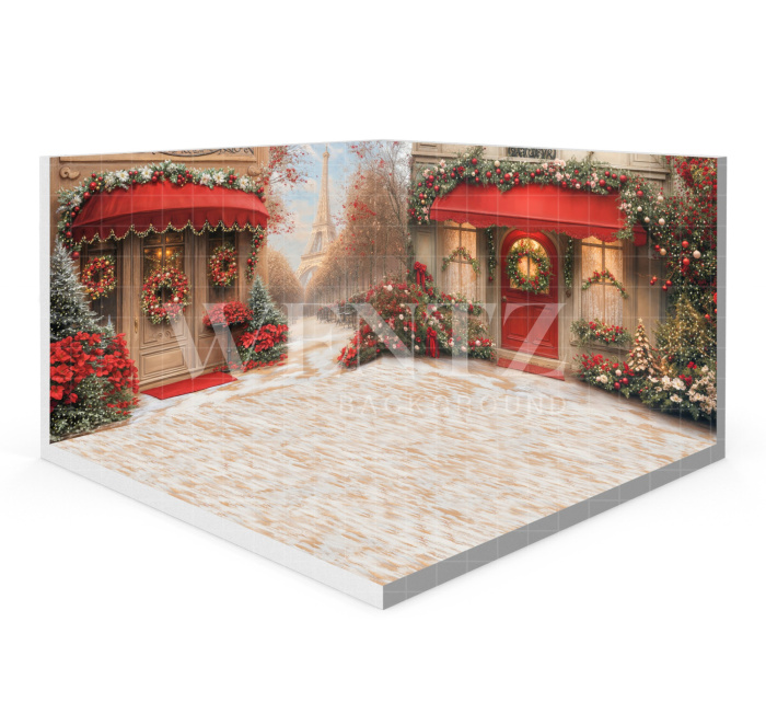 Fabric Photography Background Christmas Village Set 3D / WTZ191