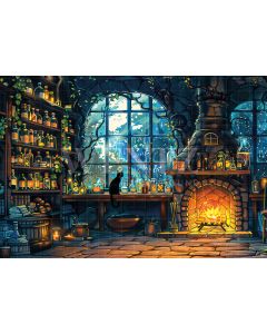Photography Background in Fabric Witch's Room Halloween 2024 / Backdrop 6171