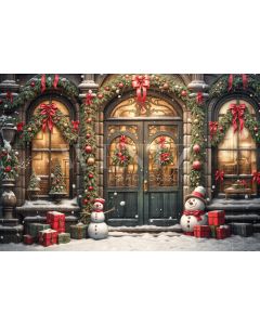 Photography Background in Fabric Christmas House Front 2024 / Backdrop 6228