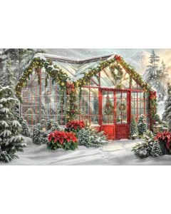 Photography Background in Fabric Christmas House Front 2024 / Backdrop 6230