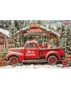 Photography Background in Fabric Santa's Car Christmas 2024 / Backdrop 6238