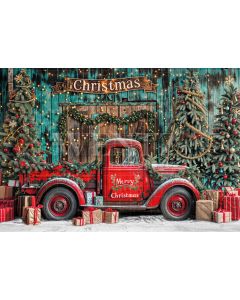 Photography Background in Fabric Santa's Car Christmas 2024 / Backdrop 6242