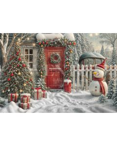 Photography Background in Fabric Santa Claus Christmas House 2024 / Backdrop 6236