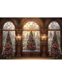 Photography Background in Fabric Living Room with Window Christmas 2024 / Backdrop 6265