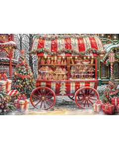 Photography Background in Fabric Candy Cart Christmas 2024 / Backdrop 6266