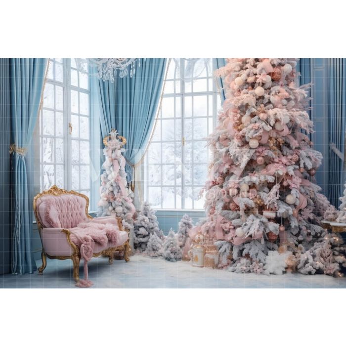 Photography Background in Fabric Pastel Colors Christmas Room / Backdrop  3896