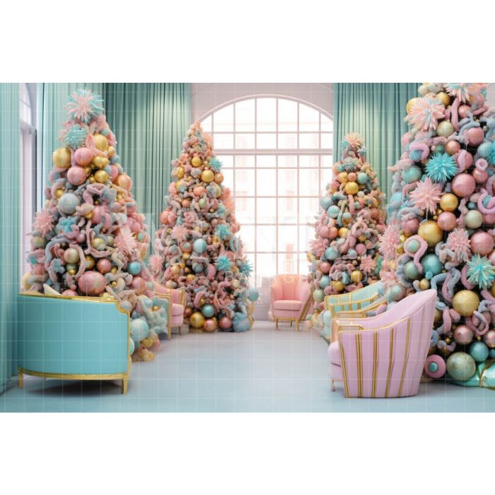 Photography Background in Fabric Pastel Colors Christmas Room / Backdrop  3896