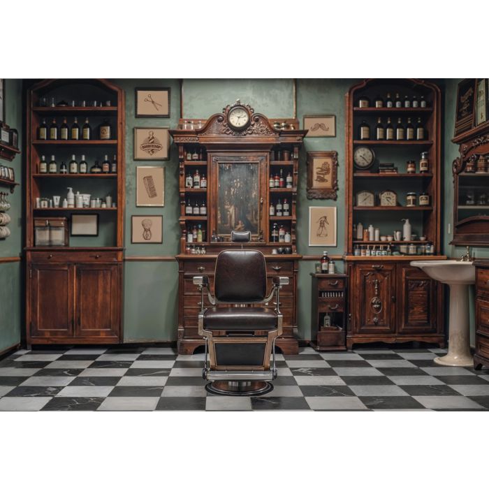 Photography Background in Fabric Fathers Day Barbershop 2024 / Backdrop 6125