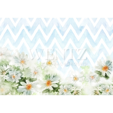 Fabric Photography Background Chevron with Flowers / Backdrop 1483