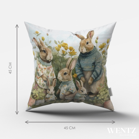 Pillow Case Easter Rabbit Family - 45 x 45 / WA58