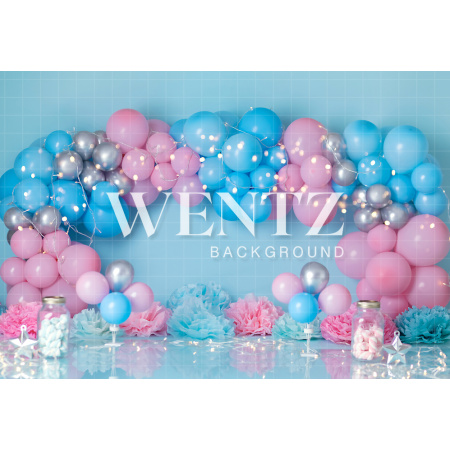 Fabric Photography Background Scenarios Blue and Pink Balloon / Backdrop 1785