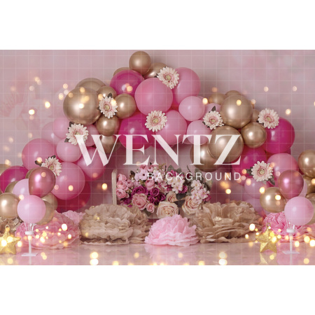 Fabric Photography Background Scenarios Color Pink and Golden Balloon / Backdrop 1851