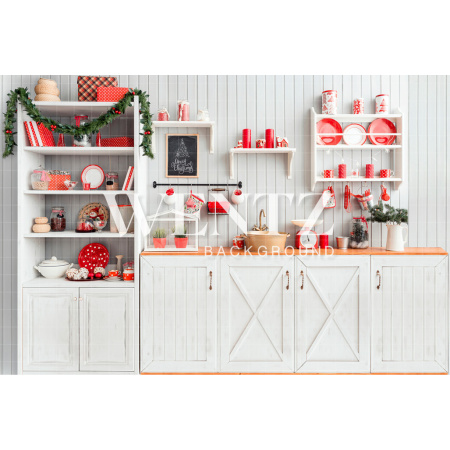 Fabric Photography Background Christmas Kitchen / Backdrop 1900