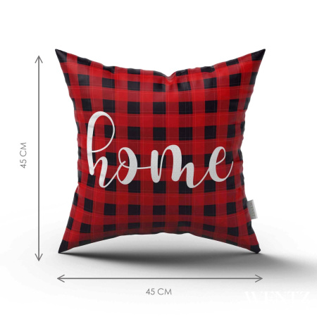 Kit 4 Pillow Cases Christmas Plaid Black and Red - 45 x 45 / WA03