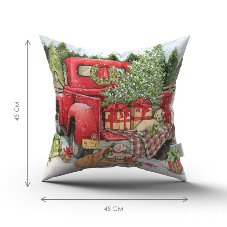 Kit 4 Pillow Cases Watercolor Christmas - 45 x 45 / WA06