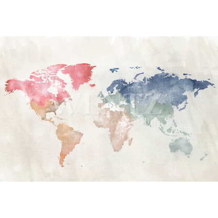 Fabric Photography Background Watercolor World Map / Backdrop 2031