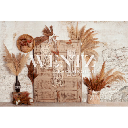 Fabric Photography Background Boho Wall and Door with Macramé / Backdrop 2062