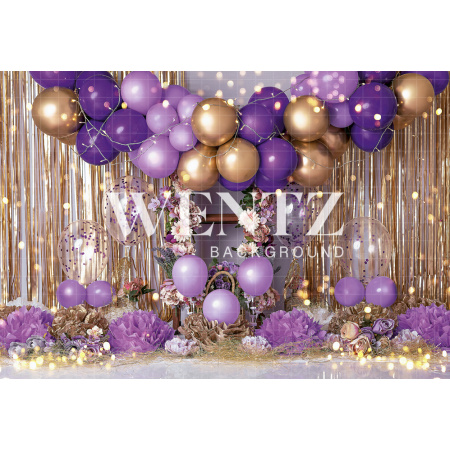 Fabric Photography Background Scenarios Purple and Gold Balloon / Backdrop 2077