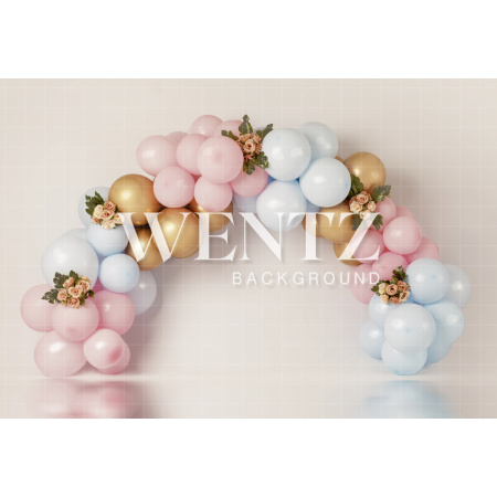 Fabric Photography Background Scenarios Pink Blue and Gold Balloon / Backdrop 2096