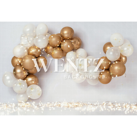 Fabric Photography Background Scenarios White and Gold Balloon / Backdrop 2128