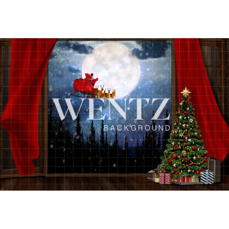 Fabric Photography Background Christmas Room with Window / Backdrop 2463