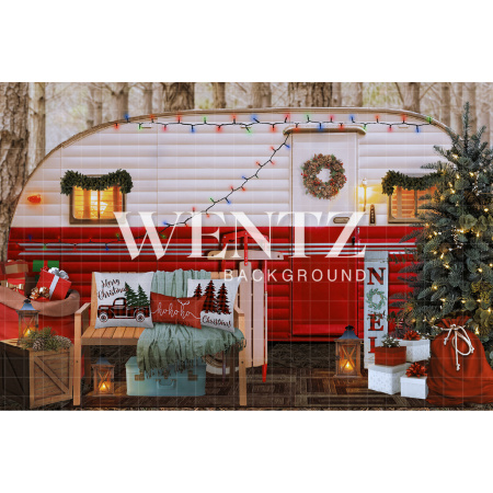 Fabric Photography Background Christmas Caravan / Backdrop 2469