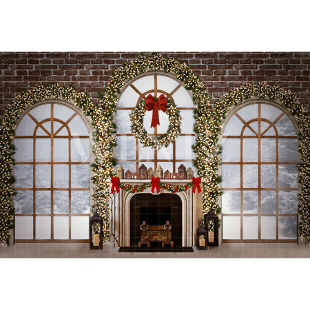 Fabric Photography Background Christmas Living Room / 2480