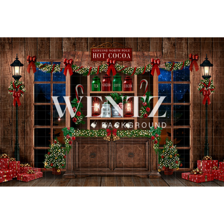 Fabric Photography Background Christmas Hot Cocoa Corner / Backdrop 2486