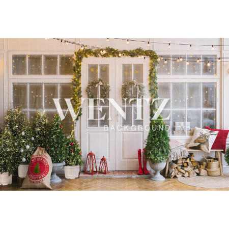 Fabric Photography Background Christmas House Facade / 2489