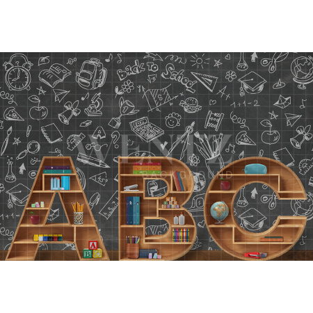 Fabric Photography Background ABC School / Backdrop 2515