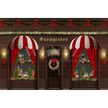 Fabric Photography Background Christmas Snow Globe Store / Backdrop 2518