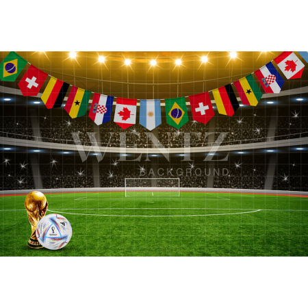 Fabric Photography Background Stadium with Flags World Cup Soccer / Backdrop 2535