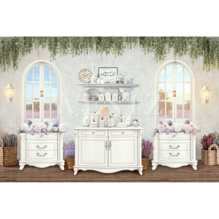 Fabric Photography Background Easter Kitchen / Backdrop 2589