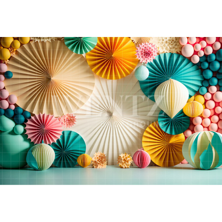 Fabric Photography Background Colorful Scenery with Balloons / Backdrop 2671