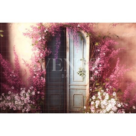 Fabric Photography Background Scenery with Flower Door / Backdrop 2812