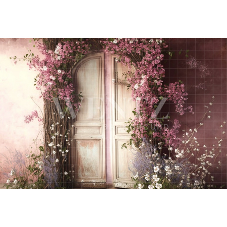 Fabric Photography Background Set Flowery Door / Backdrop 2816