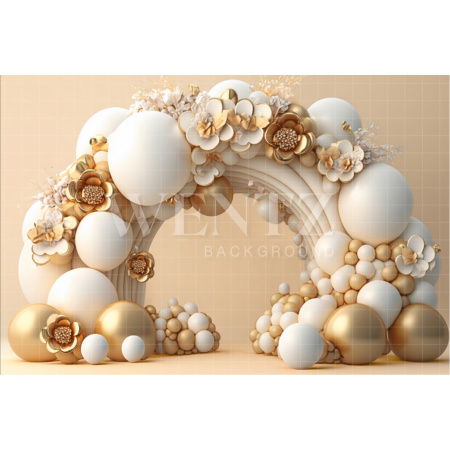 Fabric Photography Background Cake Smash White and Gold / Backdrop 2902