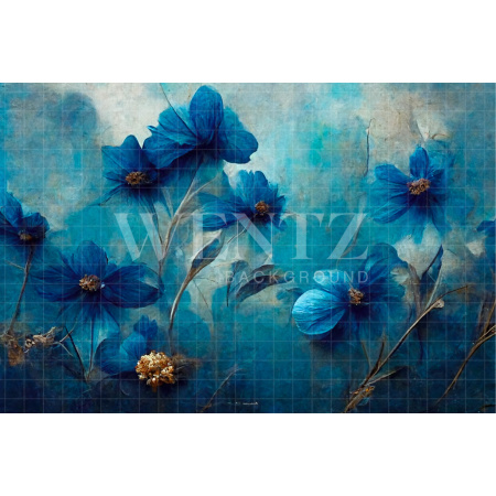 Fabric Photography Background Blue Floral / Backdrop 2911