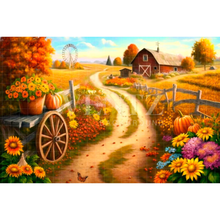 Fabric Photography Background Road to Farm / Backdrop 2949