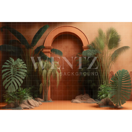 Fabric Photography Background Nature Terracotta Scenery with Plants / Backdrop 2955