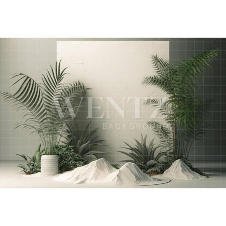 Fabric Photography Background Nature White Scenery with Plants / Backdrop 2965