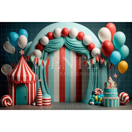 Fabric Photography Background Circus with Balloons / Backdrop 2987