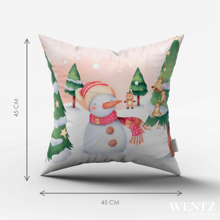 Pillow Case Watercolor Christmas Snowman- 45 x 45 / WA30