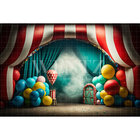 Fabric Photography Background Cake Smash Circus with Balloons / Backdrop 3015